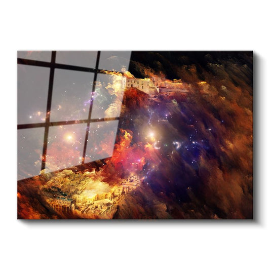 Kozmik Manzara - Renkli Nebula ve Yıldızlar Cam Tablo