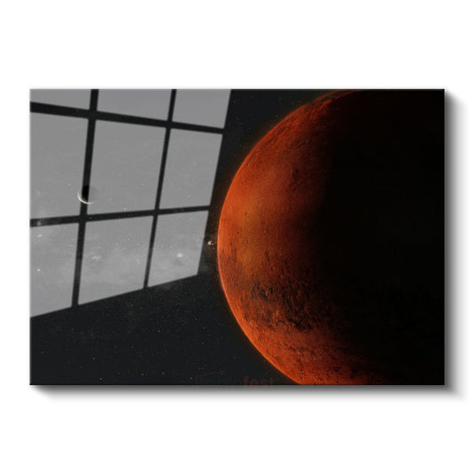 Kızıl Gezegen - Mars ve Uydusu Cam Tablo
