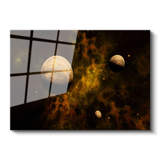 Kozmik Doğuş - Nebula İçinde Gezegenler Cam Tablo