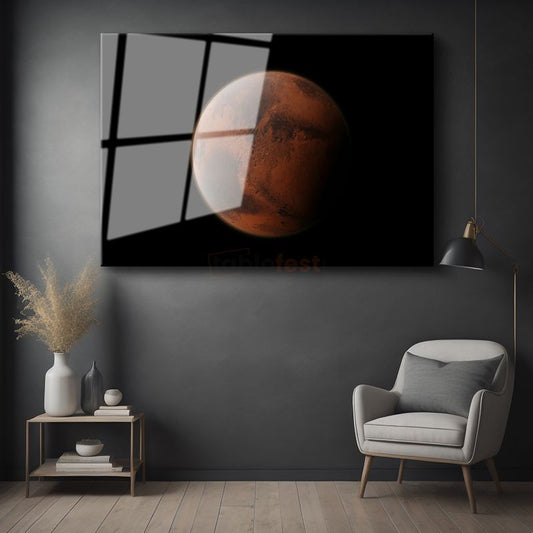 Mars Portresi - Yakın Çekim Kızıl Gezegen Cam Tablo