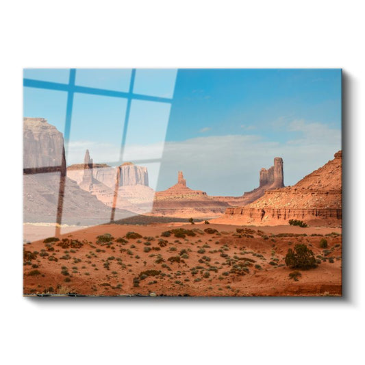 Monument Valley - Kızıl Kayalıklar Manzarası Cam Tablo