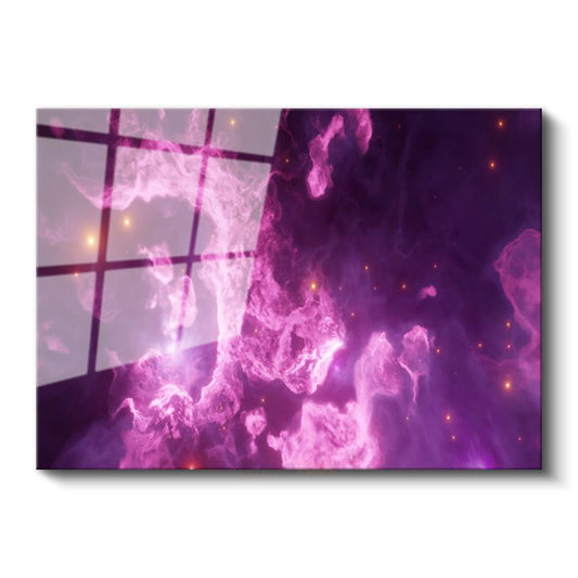 Kozmik Nebula - Mor Galaksi Işıltısı Cam Tablo