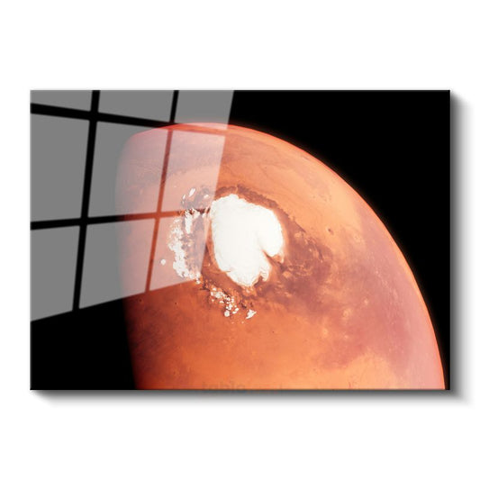 Olympus Mons - Mars'ın Buzla Kaplı Muhteşem Krater Manzarası Cam Tablo