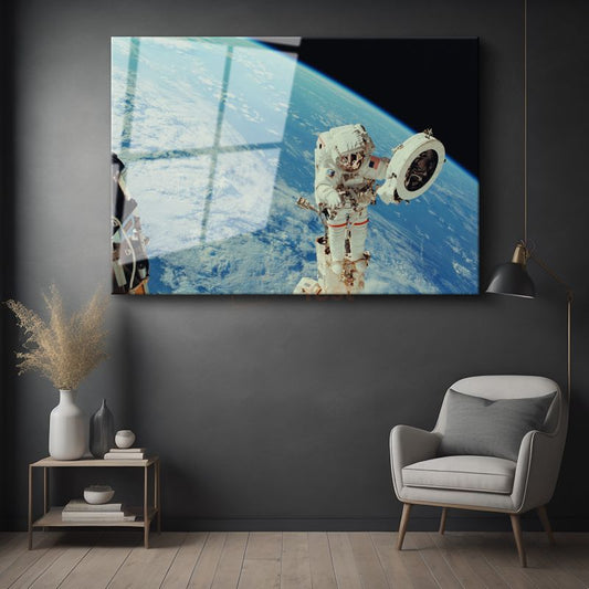 Uzay Yürüyüşü - Dünya Manzaralı Astronot Cam Tablo