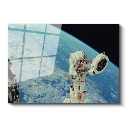 Uzay Yürüyüşü - Dünya Manzaralı Astronot Cam Tablo