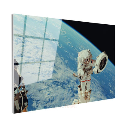 Uzay Yürüyüşü - Dünya Manzaralı Astronot Cam Tablo