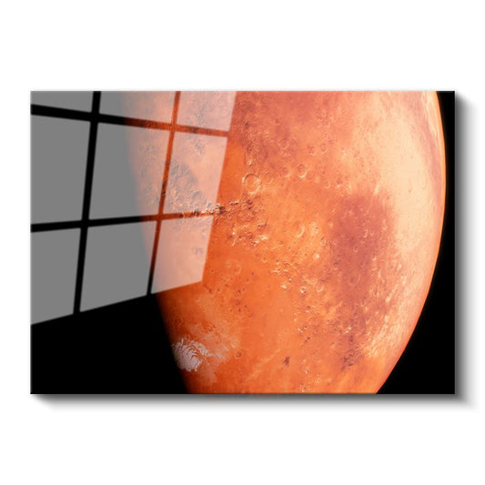 Mars Gezegeni - Kızıl Gezegenin Yüzey Detayları Cam Tablo