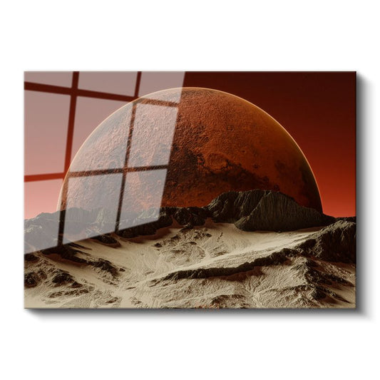 Mars Gezegeni - Kızıl Gezegenin Muhteşem Görünümü Cam Tablo