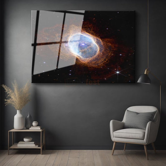 Kozmik Ateş - Yıldızlar Arasında Parlayan Nebula Cam Tablo