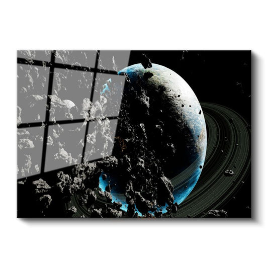 Kozmik Gezegen - Asteroit Kuşağı Cam Tablo