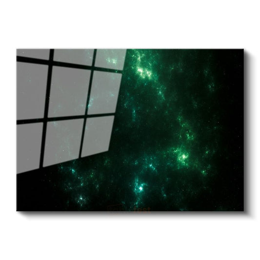 Yeşil Nebula - Uzay Derinlikleri Cam Tablo