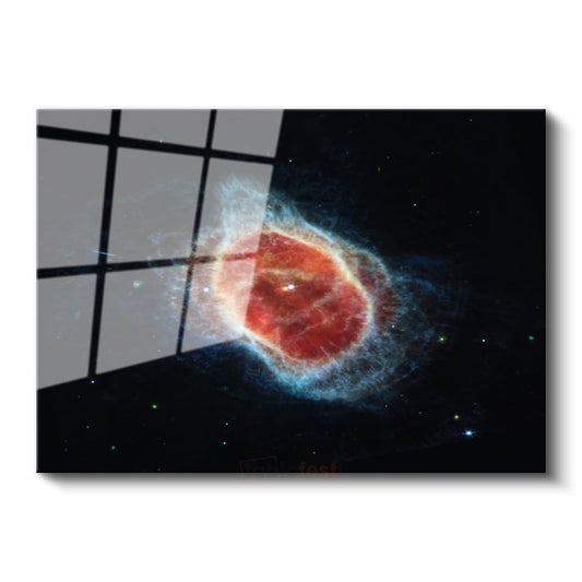 Kozmik Nebula - Uzayın Derinliklerinde Kızıl Parıltı Cam Tablo