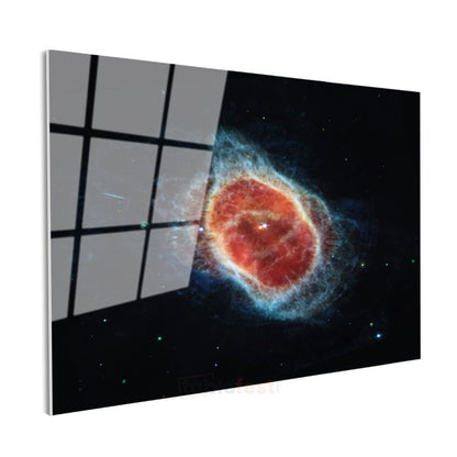 Kozmik Nebula - Uzayın Derinliklerinde Kızıl Parıltı Cam Tablo