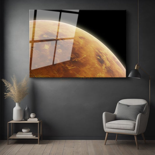 Mars Gezegeni - Kızıl Gezegenin Detaylı Yüzeyi Cam Tablo