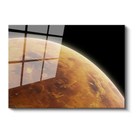 Mars Gezegeni - Kızıl Gezegenin Detaylı Yüzeyi Cam Tablo