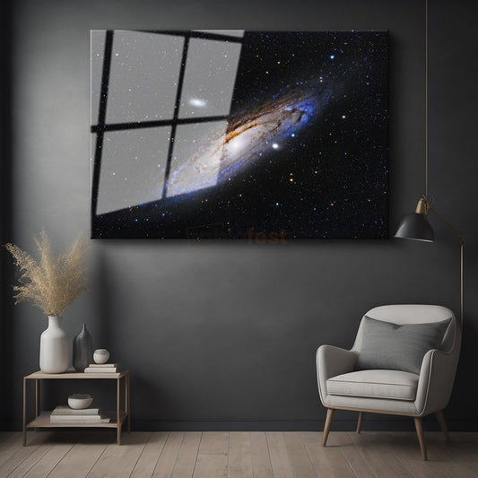 Andromeda Galaksisi - Yıldızlarla Dolu Spiral Galaksi Cam Tablo