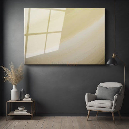 Minimalist Soyut - Yumuşak Tonlarda Sakin Doğa Yorumu Cam Tablo