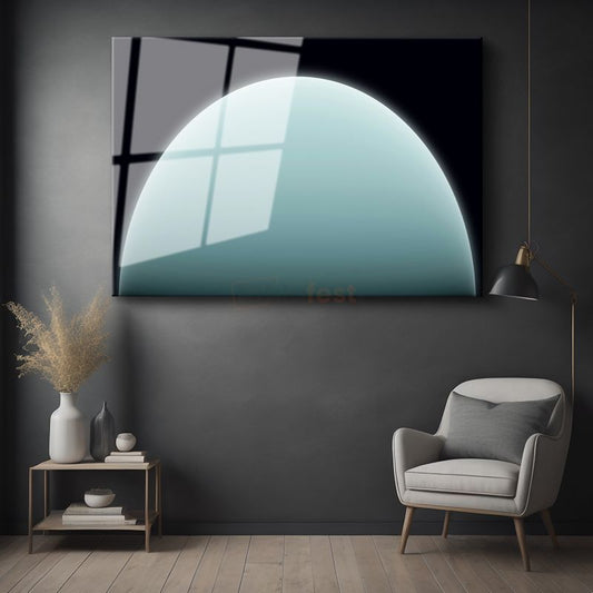 Uranus - Turkuaz Gezegenin Huzur Veren Görüntüsü Cam Tablo