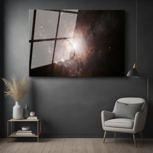 Kozmik Nebula - Yıldızlar Arasında Dans Eden Işıklar Cam Tablo