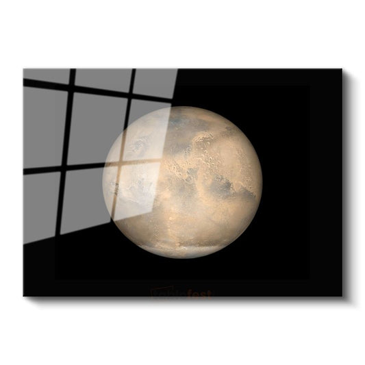 Mars Gezegeni - Kozmik Kızıl Dünya Görüntüsü Cam Tablo
