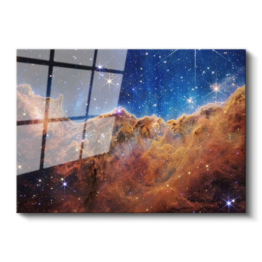 Kozmik Nebula - Yıldızlarla Bezeli Uzay Manzarası Cam Tablo
