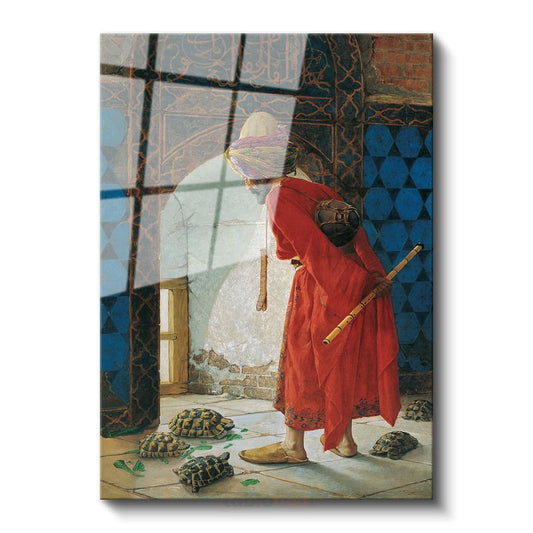 Osman Hamdi Bey - Kaplumbağa Terbiyecisi Cam Tablo