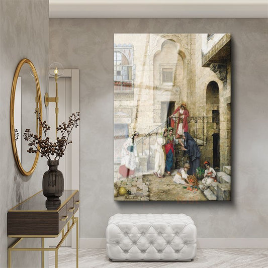 Osman Hamdi Bey - Harem Avlusunda Kadınlar Cam Tablo