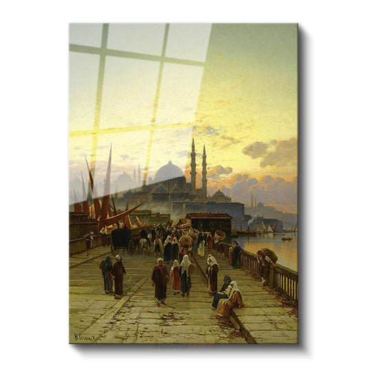 İstanbul Silueti - Tarihi Yarımada Manzarası Cam Tablo