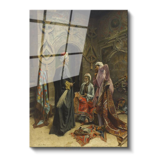 Osman Hamdi Bey - Halı Tüccarları Cam Tablo