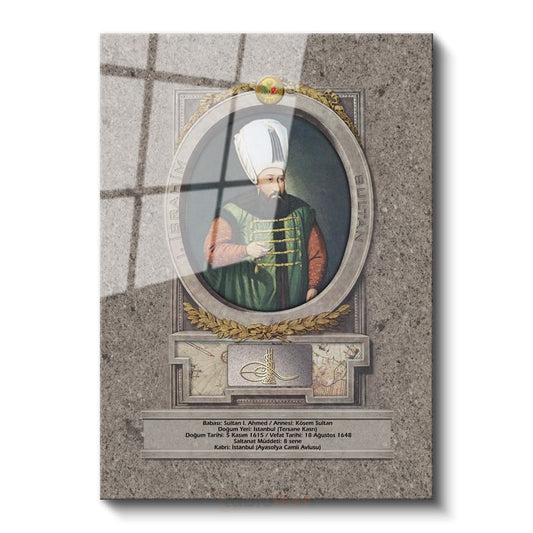 Osmanlı Padişahları - Sultan I. Ahmed Han Portresi Cam Tablo