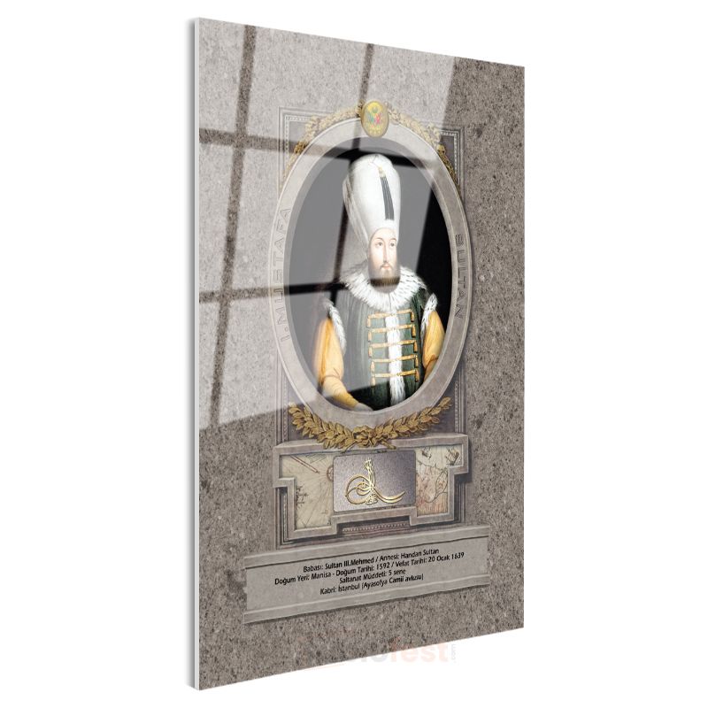 Osmanlı Padişahları - Sultan III. Mehmed Han Portresi Cam Tablo