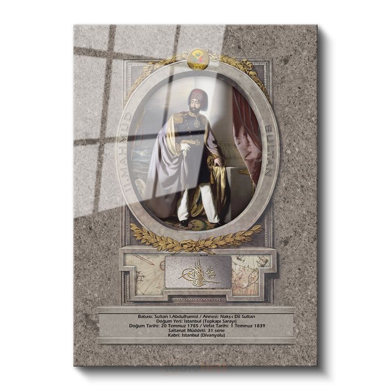 Osmanlı Padişahları - Sultan I. Abdülhamid Portresi Cam Tablo