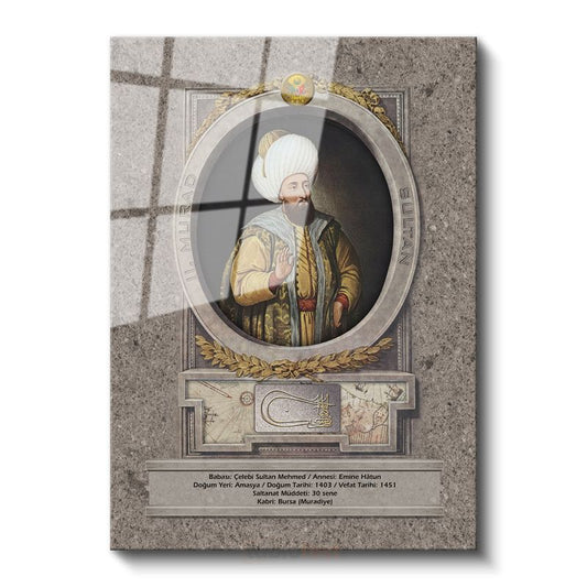 Osmanlı Padişahları - Çelebi Sultan Mehmed Portresi Cam Tablo