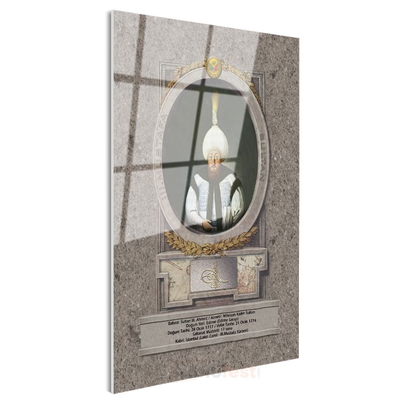 Osmanlı Padişahları - Sultan III. Ahmed Portresi Cam Tablo