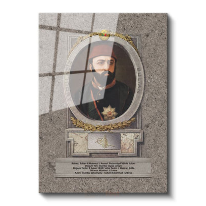 Osmanlı Padişahları - Sultan II. Mahmud Portresi Cam Tablo