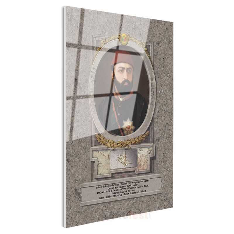 Osmanlı Padişahları - Sultan II. Mahmud Portresi Cam Tablo