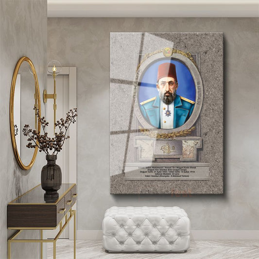 Osmanlı Padişahları - Sultan II. Abdülhamid Cam Tablo