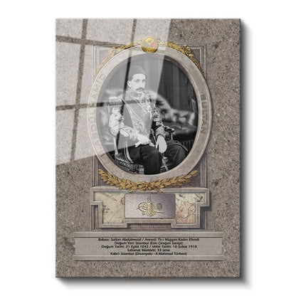 Osmanlı Padişahları - Sultan V. Mehmed Reşad Resmi Cam Tablo
