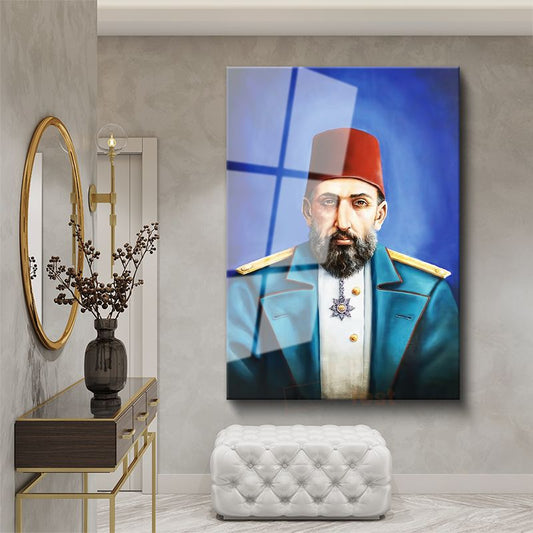 Osmanlı Padişahları - Sultan II. Abdülhamid Portresi Cam Tablo