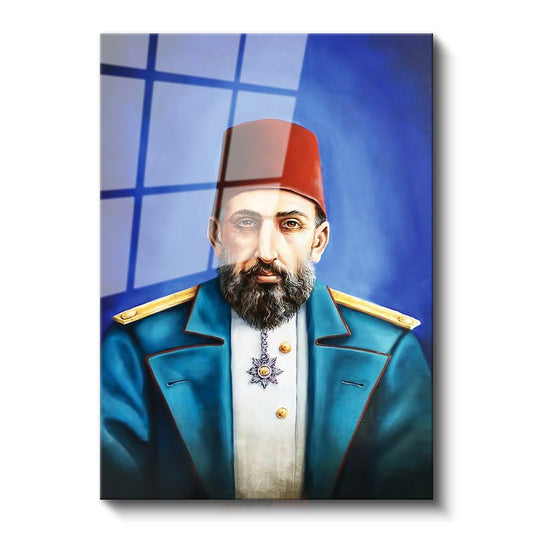 Osmanlı Padişahları - Sultan II. Abdülhamid Portresi Cam Tablo