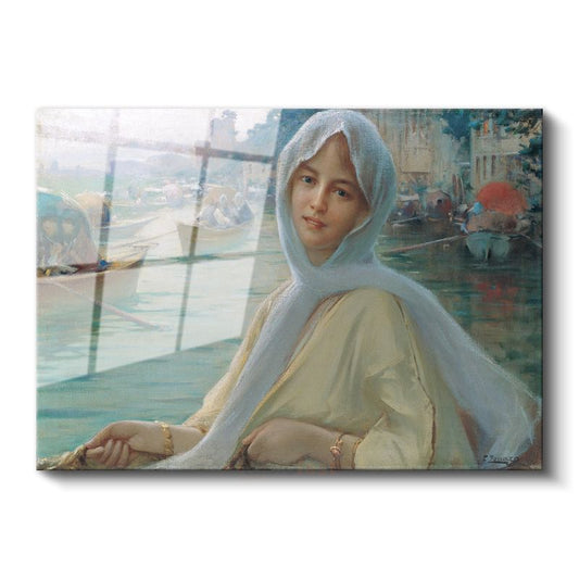 Boğaziçi Manzarası - Başörtülü Hanım Cam Tablo