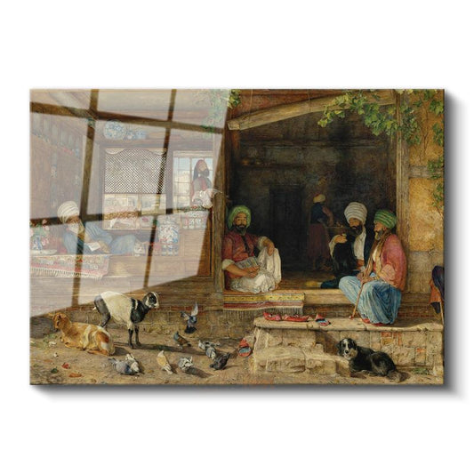Osmanlı Kahvehanesi - Geleneksel Sohbet Ortamı Cam Tablo