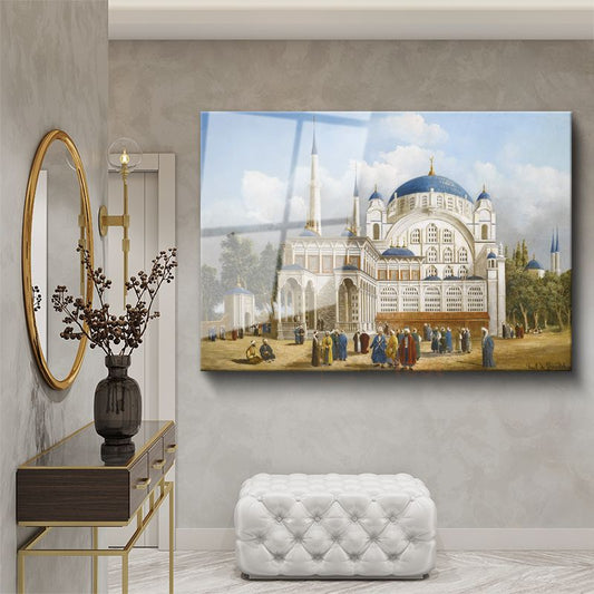 İhtişamlı Cami - Osmanlı Mimarisi Cam Tablo