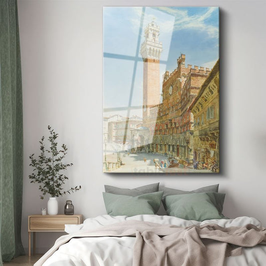 Rudolf von Alt - Siena Meydanı Cam Tablo