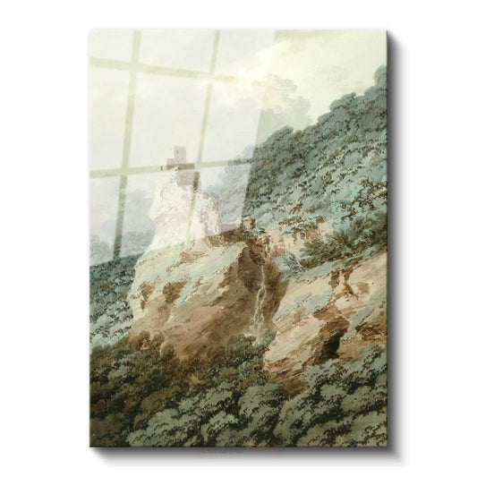 J.M.W. Turner - Tepe Üzerindeki Kale Kalıntıları Cam Tablo