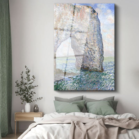 Claude Monet - Étretat'da Manş Denizi Kıyısındaki Kaya Kemeri Cam Tablo
