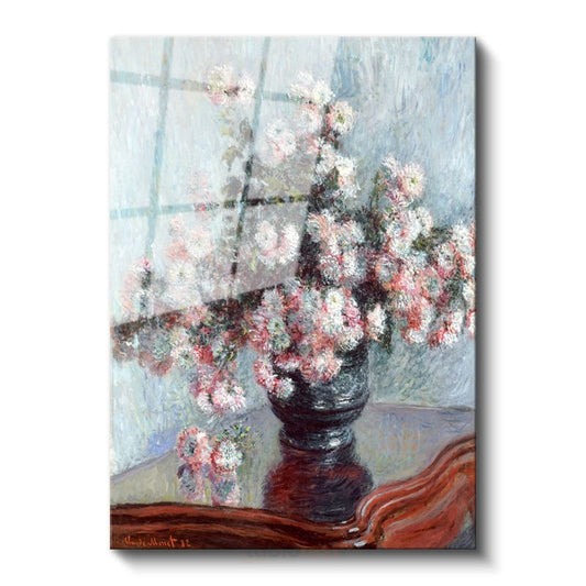 Claude Monet - Krizantemler Cam Tablo