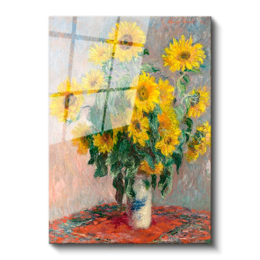 Claude Monet - Ayçiçekleri Cam Tablo