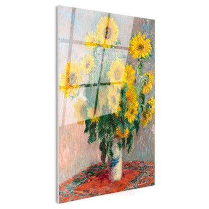 Claude Monet - Ayçiçekleri Cam Tablo