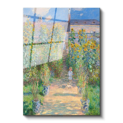 Claude Monet - Monet'nin Vetheuil'deki Bahçesi Cam Tablo